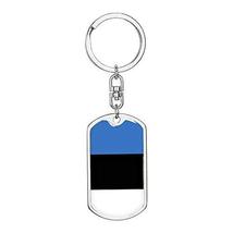 Estonia Flag Swivel Keychain Dog Tag Stainless Steel or 18k Gold - £31.71 GBP