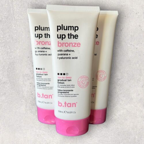 Primary image for 3 x b.Tan Plump Up The Bronze Tan To Deep Gradual Tan Lotion 8 oz Full Size NEW