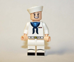 Building Block Navy Sailor A with smile  Minifigure Custom - $6.00