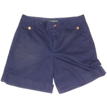 Lauren Ralph Lauren Navy Blue Cotton Flat Front Casual Shorts Womens Size 8 - $18.76