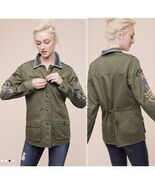 Anthropologie HEI HEI Adventurer Green Embroidered Shirt Jacket Women Large - $34.65