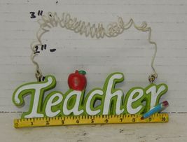 Teacher Decorative hanging Sign Plaque Home Decor Green Red Yellow Ruler - $9.85