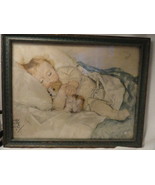 Cuddled Baby Art Print Illustration Framed - £15.93 GBP