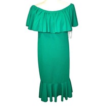 LuLaRoe Cici Women&#39;s Medium Dress Emerald Green Ruffles Textured NWT retired - £28.02 GBP
