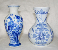 Vintage Lot Of 2 Marked Delft Pottery VASES- Hand PAINTED-MARKED:MADE In Holland - £35.61 GBP