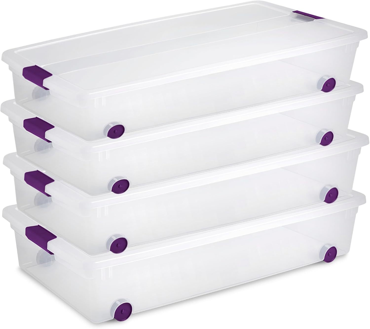 Sterilite 4-Pack Clearview Latch Box, Wheeled Underbed Organizer Bins, 6... - $113.99