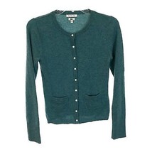 Womens Size Small LL Bean Green Pure Cashmere Full Button Front Cardigan... - $42.13