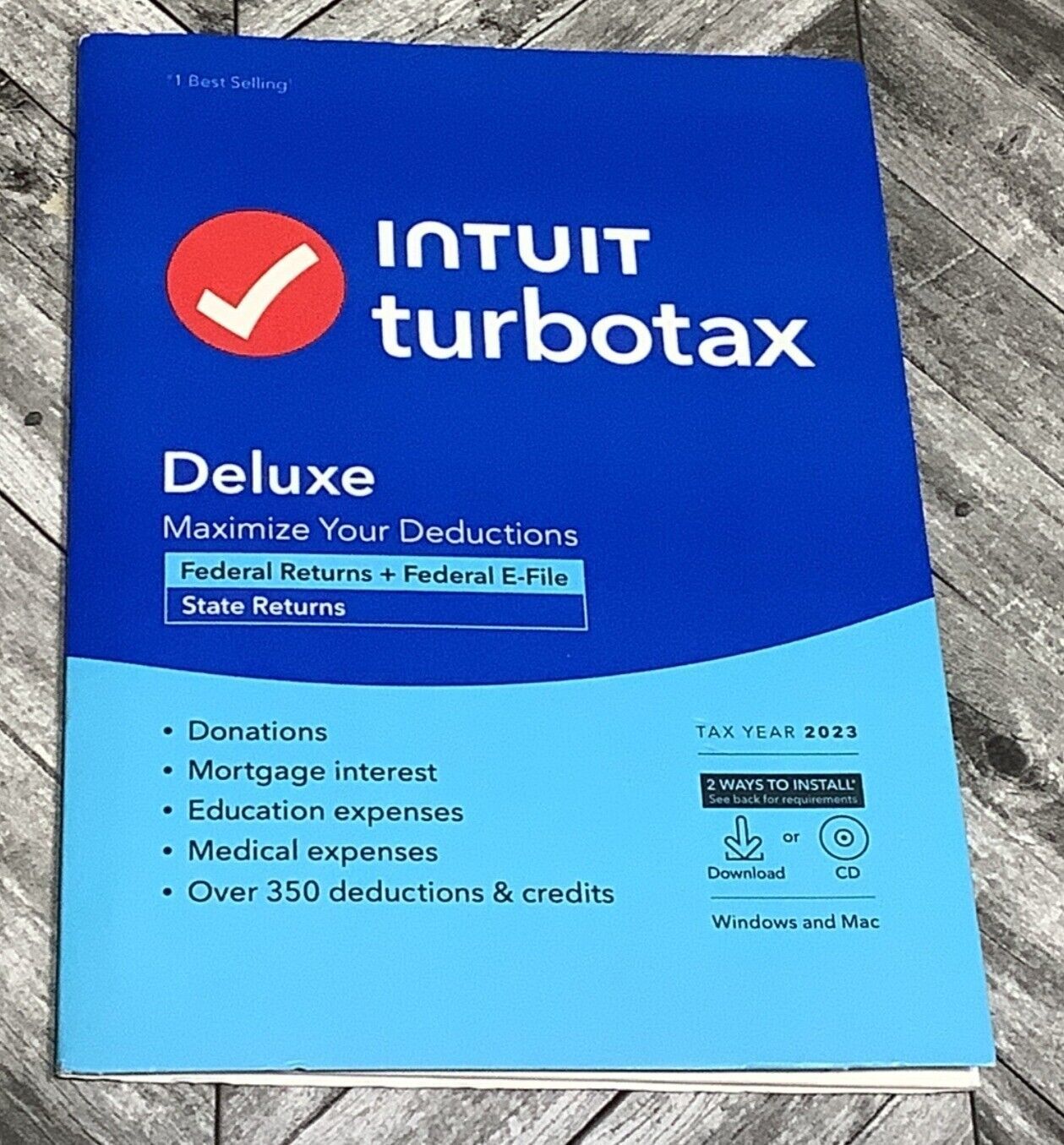 Intuit Turbotax  Deluxe Federal State Preparation Software 2023 Windows Mac CD - $45.99