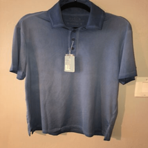 coLLo Golf Polo Shirt-NEW SPF 50+  Blue Fern Pattern Short Sleeve Medium - $12.38