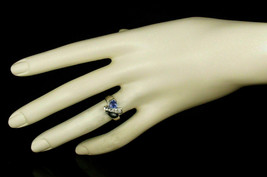 1.Ct Simulated Tanzanite &amp; Diamond Engagement Ring 14K White Gold Plated Silver - £92.08 GBP