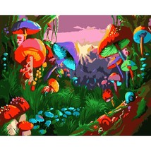 Colorful Forest Paint by Numbers Kit for Adults and Kids - DIY Mushroom Painting - £10.96 GBP