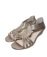 Charter Club Womens Ginifur Gold Open Toe Low Wedge Sandals Size 7.5 - £44.48 GBP