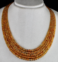 Natural Citrine Beads Round 5 L 365 Ct Yellow Gemstone Fashion Party Necklace - £172.40 GBP