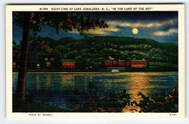 Nihgt-Time At Lake Junaluska Full Moon Land Of Sky North Carolina Linen Postcard - $17.10