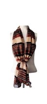 Vintage Symphony Womens Long Brown Striped Scarf Italy 62.5in Multipurpo... - $9.89