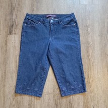 Gloria Vanderbilt Denim Blue Long Jean Shorts ~ Sz 8 ~ Mid Rise ~ 16&quot; In... - $19.79