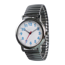 Easy Read Watch Blue Numbers with Spring Watch Band Men Watch Women Watch  - £38.46 GBP