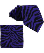 Vesuvio Napoli in Italy Men&#39;s Neck Tie W Handkerchief Dk Purple Zebra Pr... - $17.94 CAD