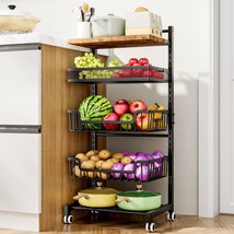 Hapirm Fruit Basket Kitchen Cart - 5 Tier Adjustable Vegetable Basket St... - $71.23 CAD