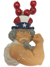 Uncle Sam USA Red White Blue Mardi Gras Beads Necklace Party Favor July 4th - £4.27 GBP