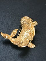 Vintage Cute Goldtone Walrus Figural Pin Brooch – 1.5 x 1.25 inches –  - £9.63 GBP