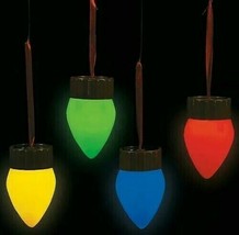 SALE》4 Pc Mcm Vintage Cordless Led Light Up Bulb Ornaments》Blue Red Yellow Green - £11.99 GBP