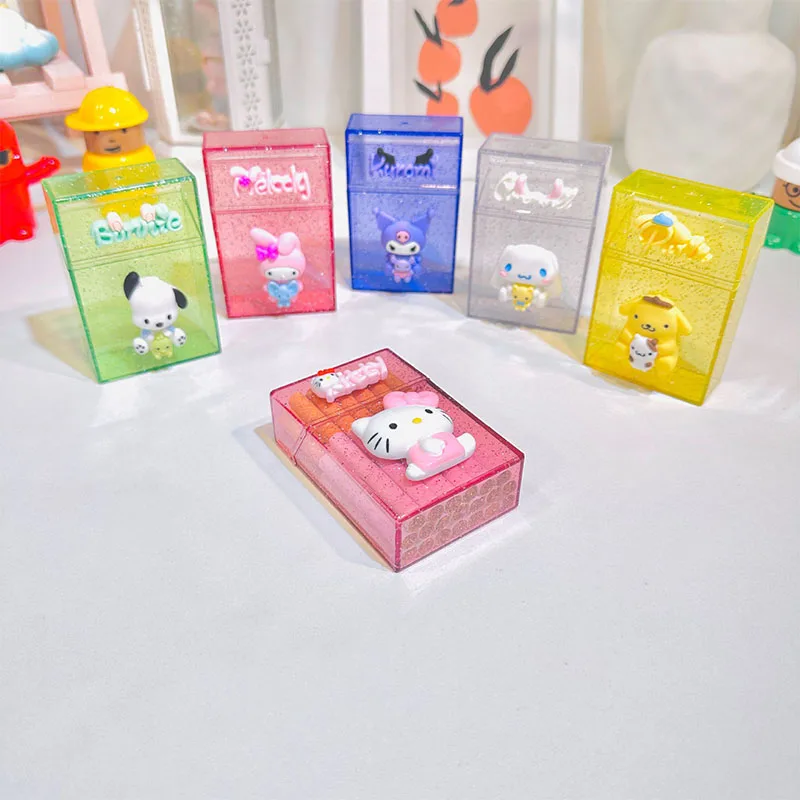 Kawaii Sanrio Pochacco Hello Kitty Kuromi Anime Transparent Card Storage Box - £10.97 GBP