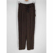 Vintage Carole Little Pants Sz 8 Black Brown Tapered Leg Elastic Waist - £26.63 GBP