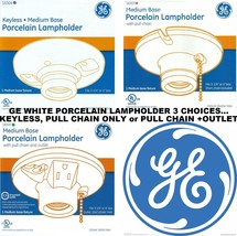 GE Porcelain Light Bulb LAMPHOLDER Fixture Keyless Pull chain or Grounded Outlet - £23.85 GBP+