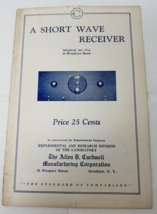 Broadband Shortwave Receiver Brochure 1940 Allen D Cardwell Laboratory B... - $18.95
