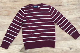 The Childrens Place Boys Size S 5/6  Maroon Striped Crewneck Sweater NEW - $15.68
