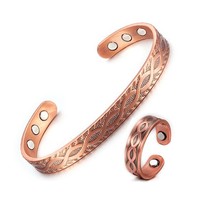 Vinterly Adjustable Cuff Ring Bracelets Bangles Pure Copper Bracelet Ring Women  - £19.30 GBP