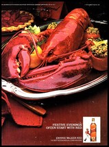 1981 Johnnie Walker Red Scotch Vintage Print Ad Lobster Holiday Dinner Wall Art - $10.97