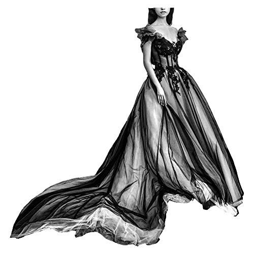Kivary Custom Made Off The Shoulder Long Gothic White V Neck Evening Prom Dress