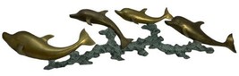 Vintage Brass Dolphins Riding Waves Wall Hanging 39.5” By 10” MCM Made I... - $91.16