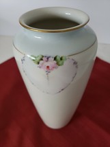 Tressemanes &amp; Vogt Limoges France Porcelain Vase Handpainted 8 1/2 &quot;Rose Heart - £128.19 GBP