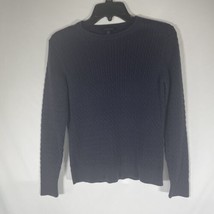 Land&#39;s End Navy Blue Women&#39;s Sweater Sz S 6-8 Drifter EUC cable knit long slv - £11.07 GBP