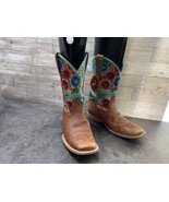 Ariat Circuit Champion Kids Shoes Brown Green 1.5M Floral Western Cowboy... - $81.16 CAD
