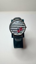Avon Lucky Lady Watch Full Round Face Stripes With Lady Bugs - $4.74