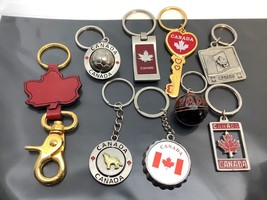9 Different Vintage Keyring Canada Keychain Maple Leaf Porte-Clés Flag ~ Wolf - £44.83 GBP
