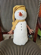 Jellycat London Large Lenny Snowman Mustard Scarf &amp; Winter Hat Holiday Plush NWT - $59.35