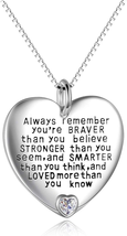 Sterling Silver Always Remember You Are Braver than You Believe Jewelry Pendant - £32.95 GBP