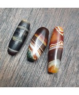 Lot 3 Antique Collectible Agate Beads Unique patterns Banded Agate -10 - £91.97 GBP