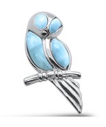 Sterling Silver Natural Larimar Owl Design Pendant - $42.20 CAD