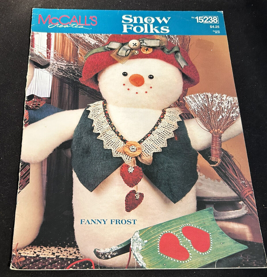 McCalls Creates “Snow Folks” Craft Booklet Stuffed Snowman Holiday Christmas - $7.92
