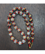 Vintage Venetian Red White Heart and Eyes Art Glass Bead Necklace - $60.36 CAD