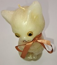 Vintage Retro 70&#39;s Cat Kitten Kitty Shiny Wax Molded Candle Unlit 5&quot; Tall - £19.67 GBP