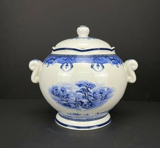 BROWNLOW HERITAGE CHINA KENSINGTON BLUE &amp; WHITE COFFEE TEA CANISTER - $25.95