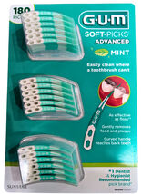Gum Soft Picks Advanced Mint Dental Care Floss Set of 3x60 180 Tooth Picks - $329.09 MXN