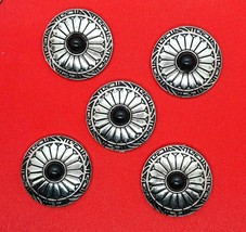 Southwest Native Style Flower  Concho  / Conchos 1 3/16&quot; Five Count Blac... - £7.84 GBP